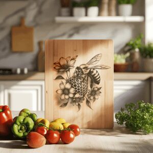 Bee and Flower 3D Illusion Charcuterie Board Laser
