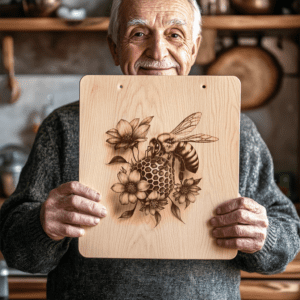Bee and Flower 3D Illusion Charcuterie Board Laser