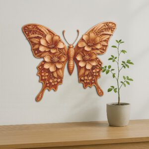 Butterfly Flower 3D Illusion Laser Engraving File, Artistic