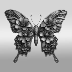 Butterfly Flower 3D Illusion Laser Engraving File, Artistic