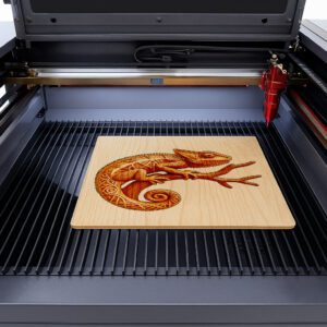 Chameleon 3D Illusion Engraving, Detailed Animal Art for