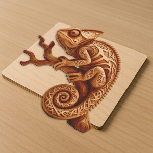 Chameleon 3D Illusion Laser Engraving File, Animal Branch