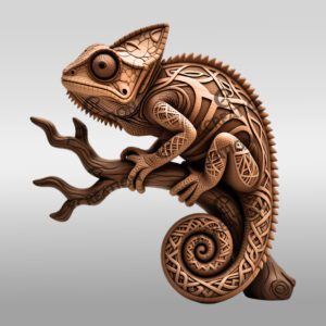 Chameleon 3D Illusion Laser Engraving File, Animal Branch