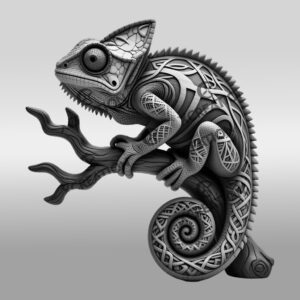 Chameleon 3D Illusion Laser Engraving File, Animal Branch