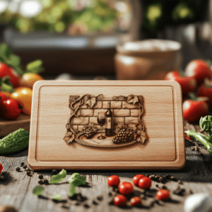 Charcuterie Board Engraving Design, Retro Wine Bottle, Brick