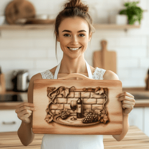 Charcuterie Board Engraving Design, Retro Wine Bottle, Brick