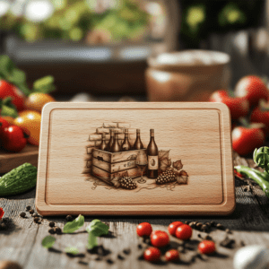 Charcuterie Board Engraving File, Retro Wine Bottles, Brick