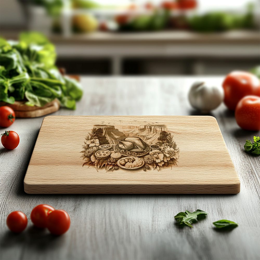 Charcuterie Board Engraving, Thanksgiving Feast, Grand Canyon Laser