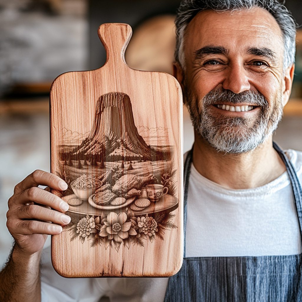 Charcuterie Board Laser Engraved, Fried Chicken Design, Unique