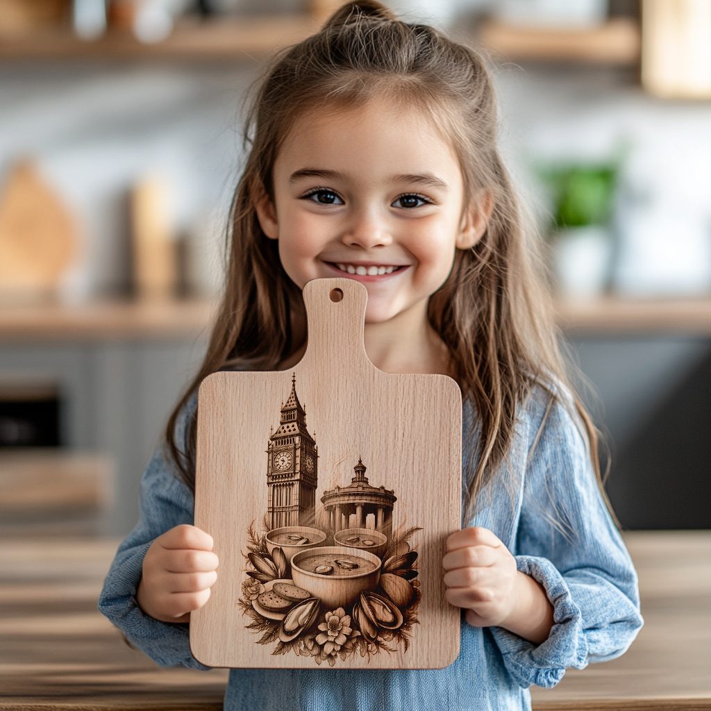 Charcuterie Board Laser Engraving, Liberty Bell Clam Chowder