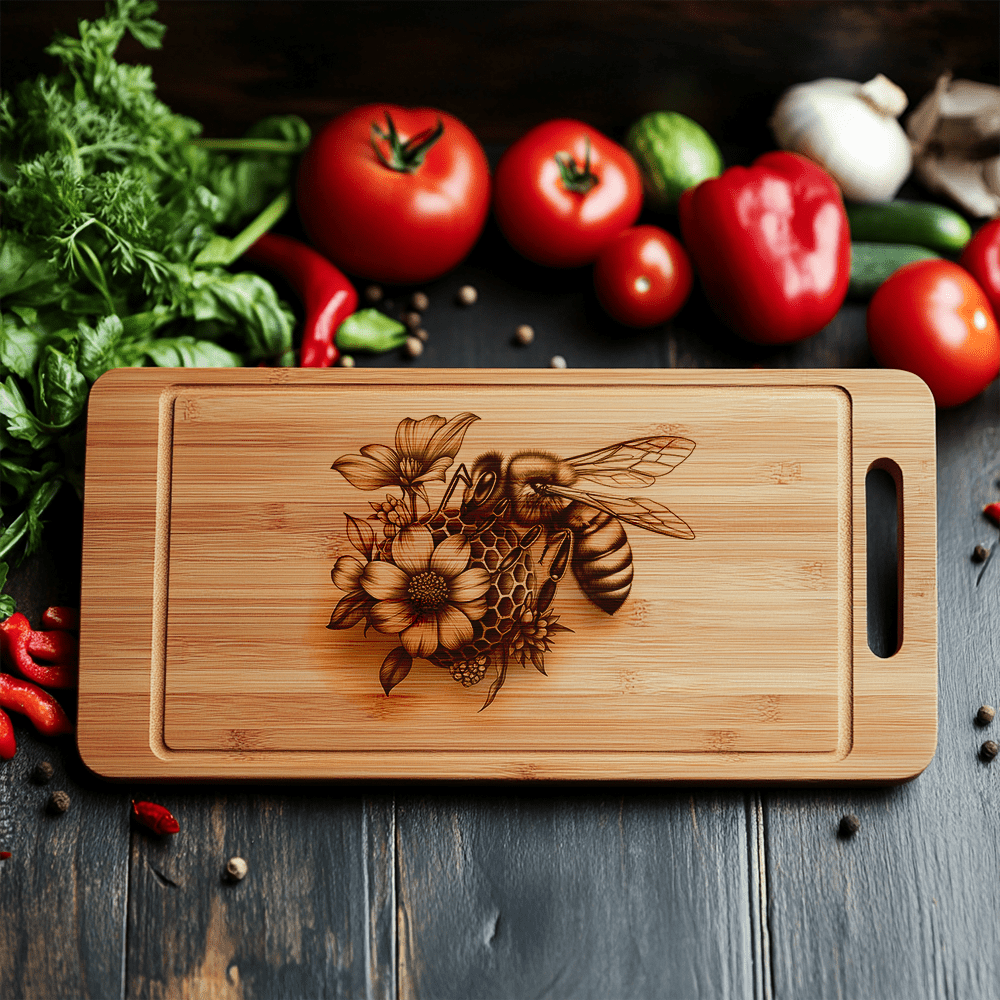 Charcuterie Board Laser File, Bee and Flower 3D
