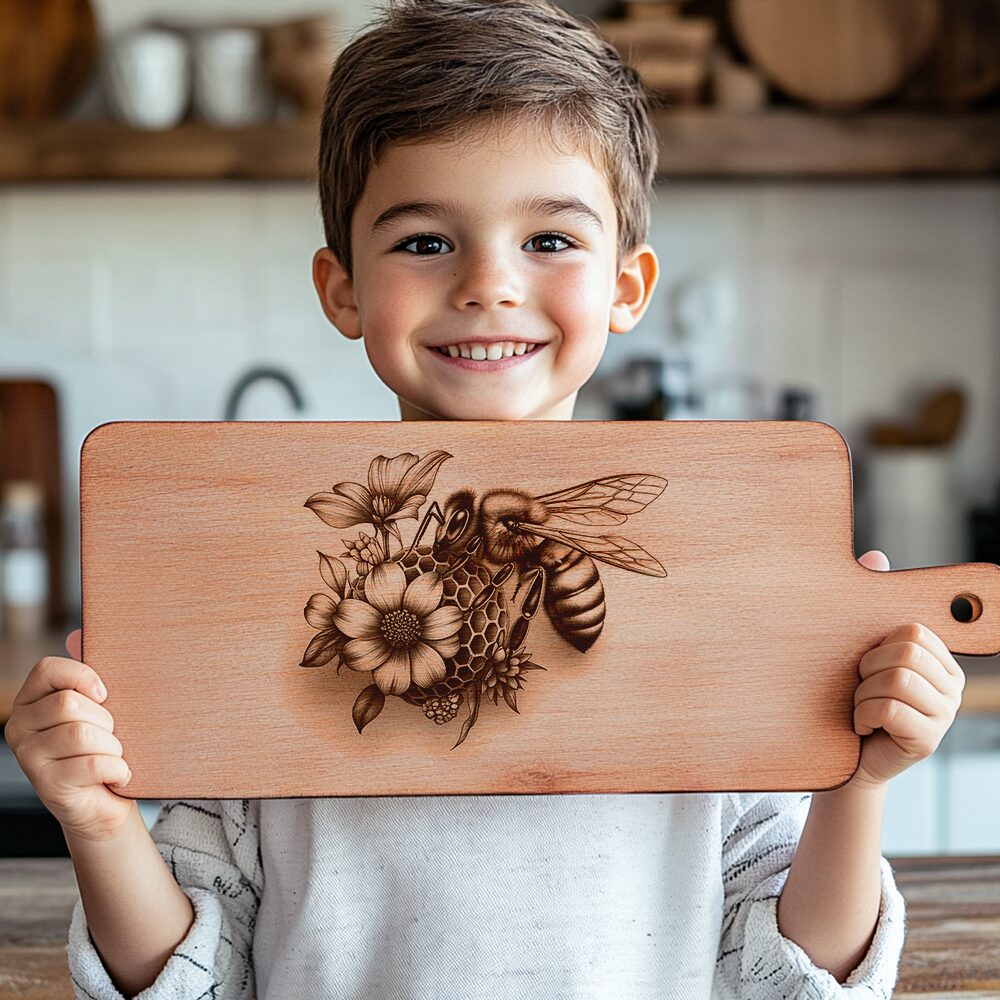 Charcuterie Board Laser File, Bee and Flower 3D