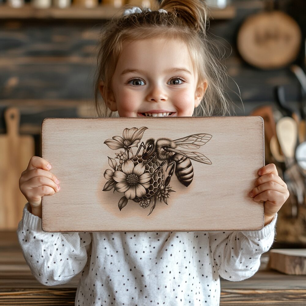Charcuterie Board Laser File, Bee and Flower 3D