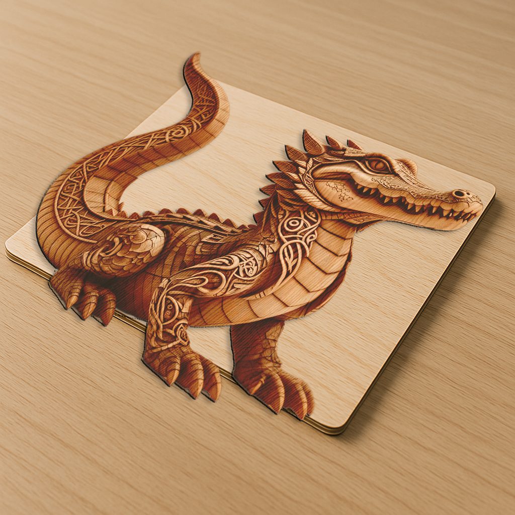 Crocodile 3D Illusion Laser Engraving File for Decor