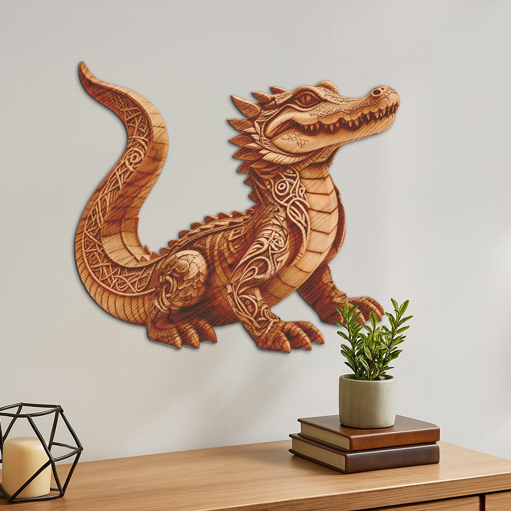 Crocodile 3D Illusion Laser Engraving File for Decor