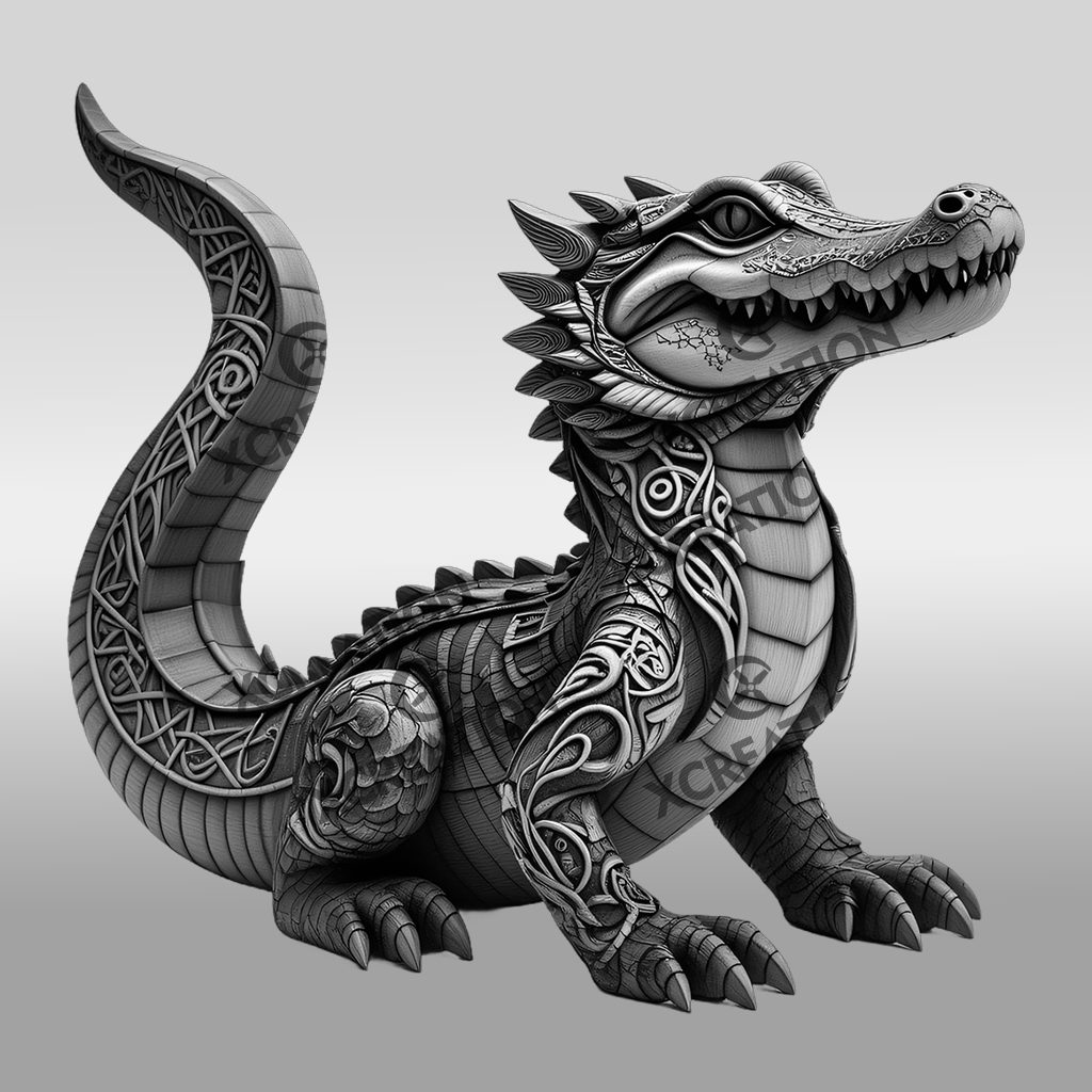 Crocodile 3D Illusion Laser Engraving File for Decor