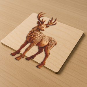 Deer 3D Illusion Laser Engraving File, Wildlife Art