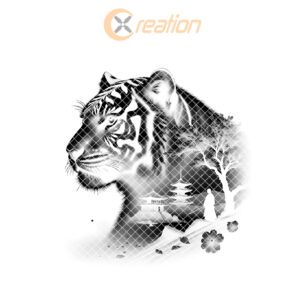 Double Exposure Tiger and Japanese Pagoda Slate Coaster