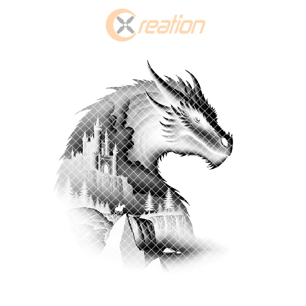 Dragon Castle Double Exposure Slate Coaster Engraving File,