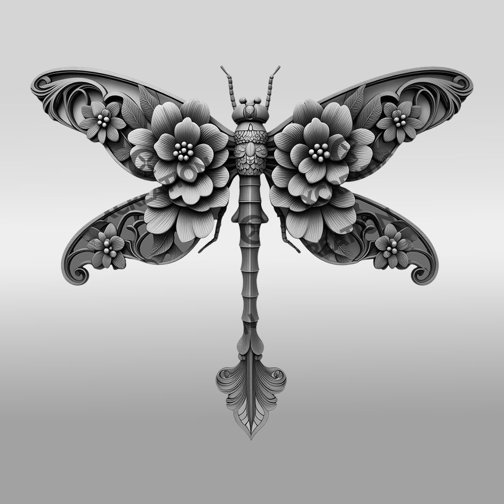 Dragonfly 3D Illusion Laser Engraving File, Intricate Nature