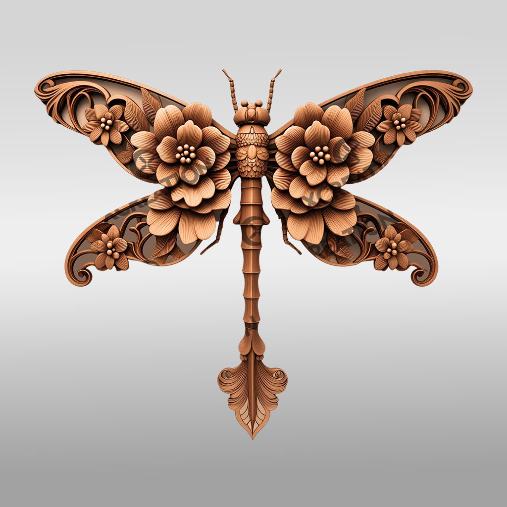 Dragonfly 3D Illusion Laser Engraving File, Intricate Nature