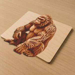 Gorilla 3D Illusion Art, Wildlife Laser Engraving File