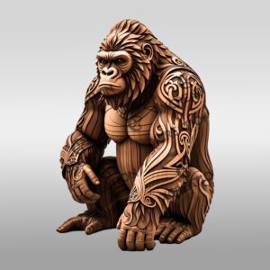 Gorilla 3D Illusion Art, Wildlife Laser Engraving File
