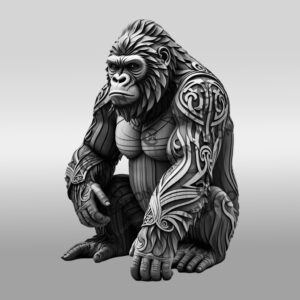 Gorilla 3D Illusion Art, Wildlife Laser Engraving File