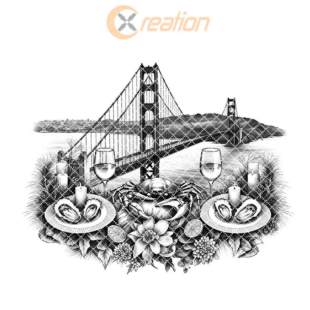 Harborside Charcuterie Board, Laser Engraving File, Golden Gate