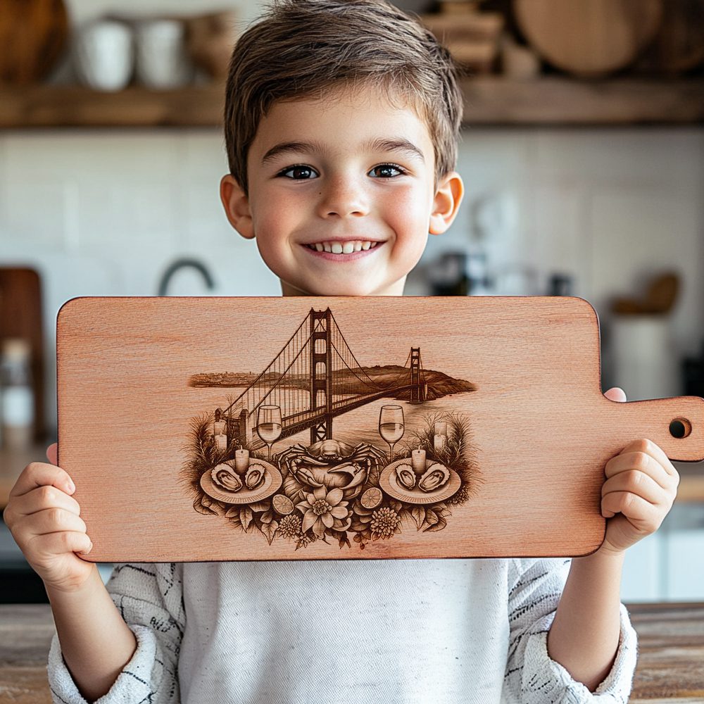 Harborside Charcuterie Board, Laser Engraving File, Golden Gate