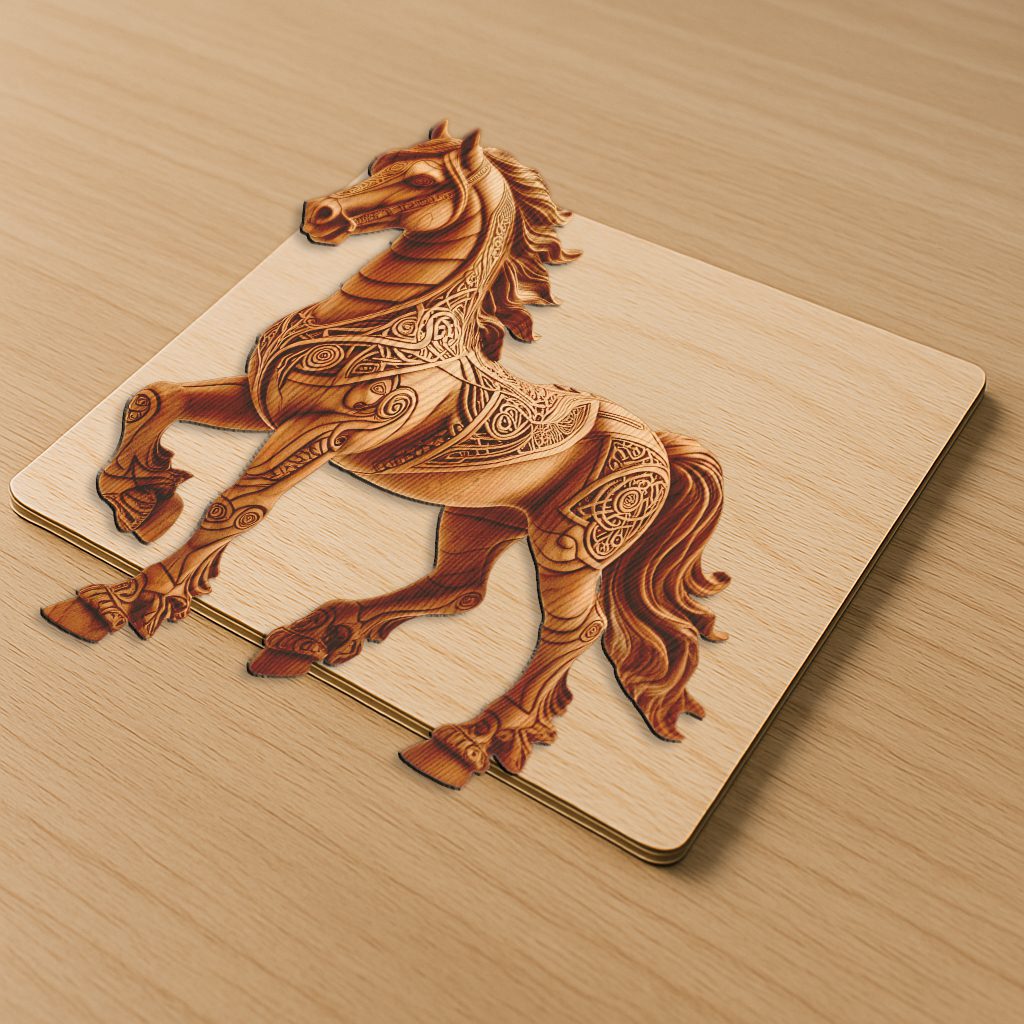 Horse 3D Illusion Laser Engraving Design, Unique Animal