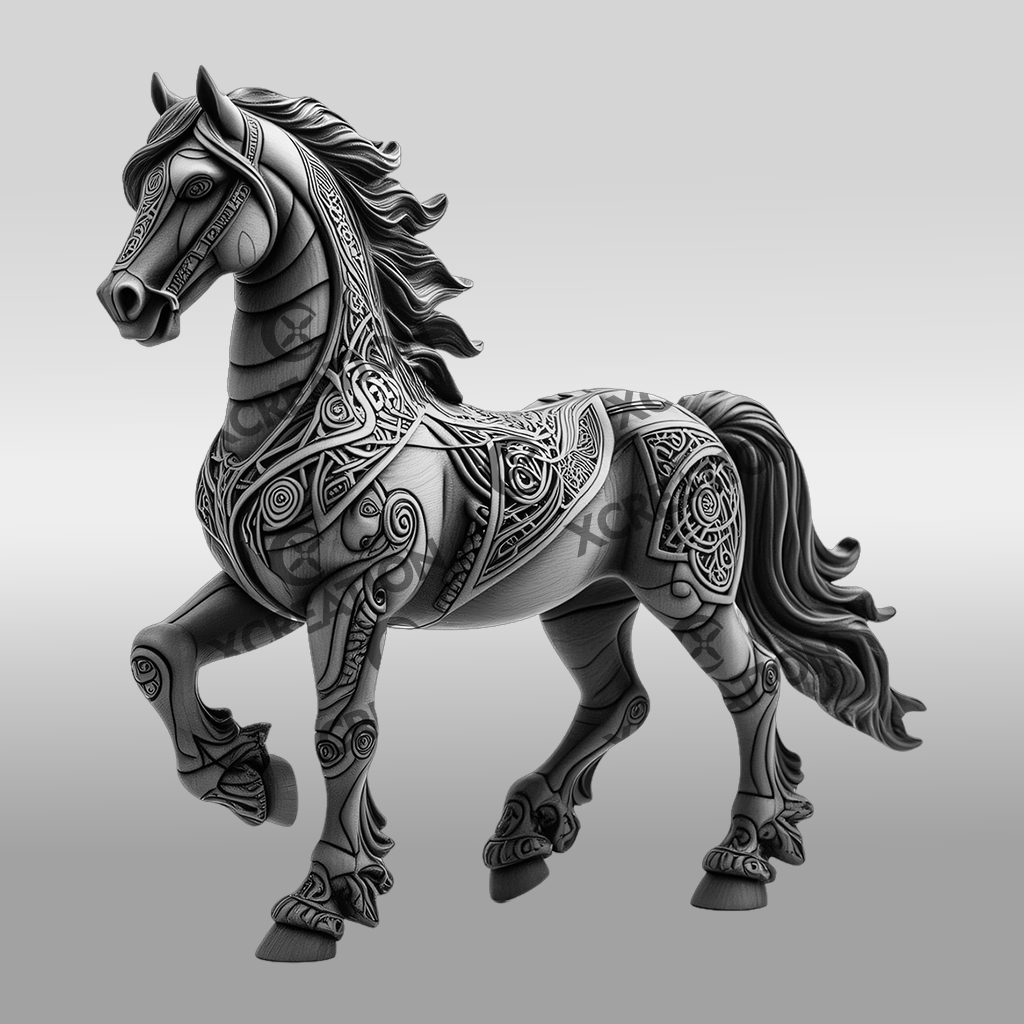 Horse 3D Illusion Laser Engraving Design, Unique Animal