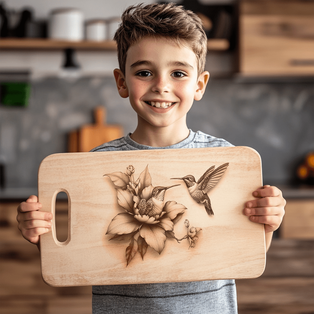 Hummingbird 3D Illusion Charcuterie Board Laser File, Unique