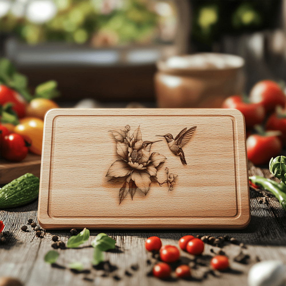 Hummingbird 3D Illusion Charcuterie Board Laser File, Unique