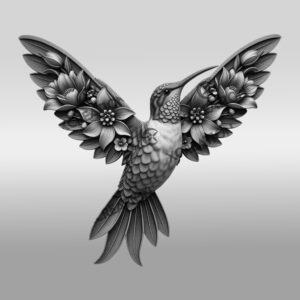 Hummingbird 3D Illusion Laser Engraving File, Animal Art