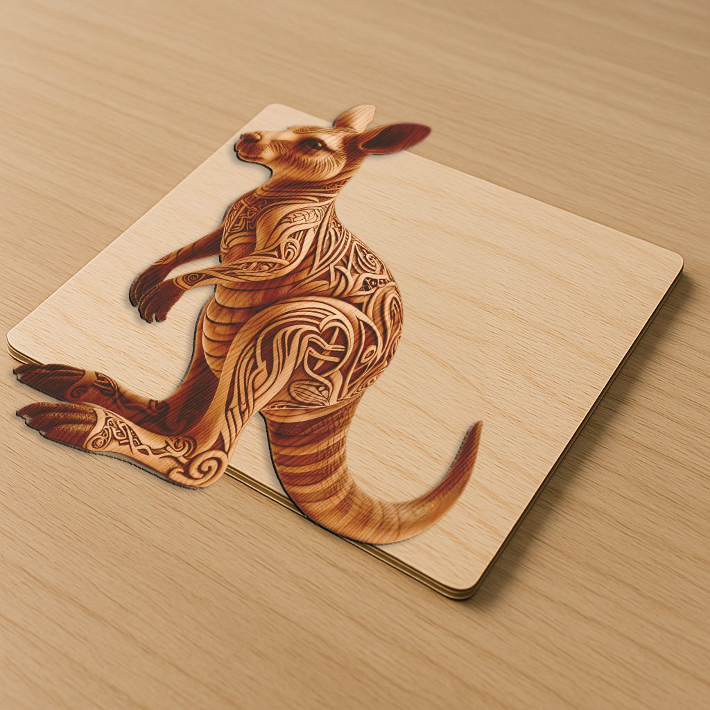 Kangaroo 3D Illusion Laser Engraving Design File for