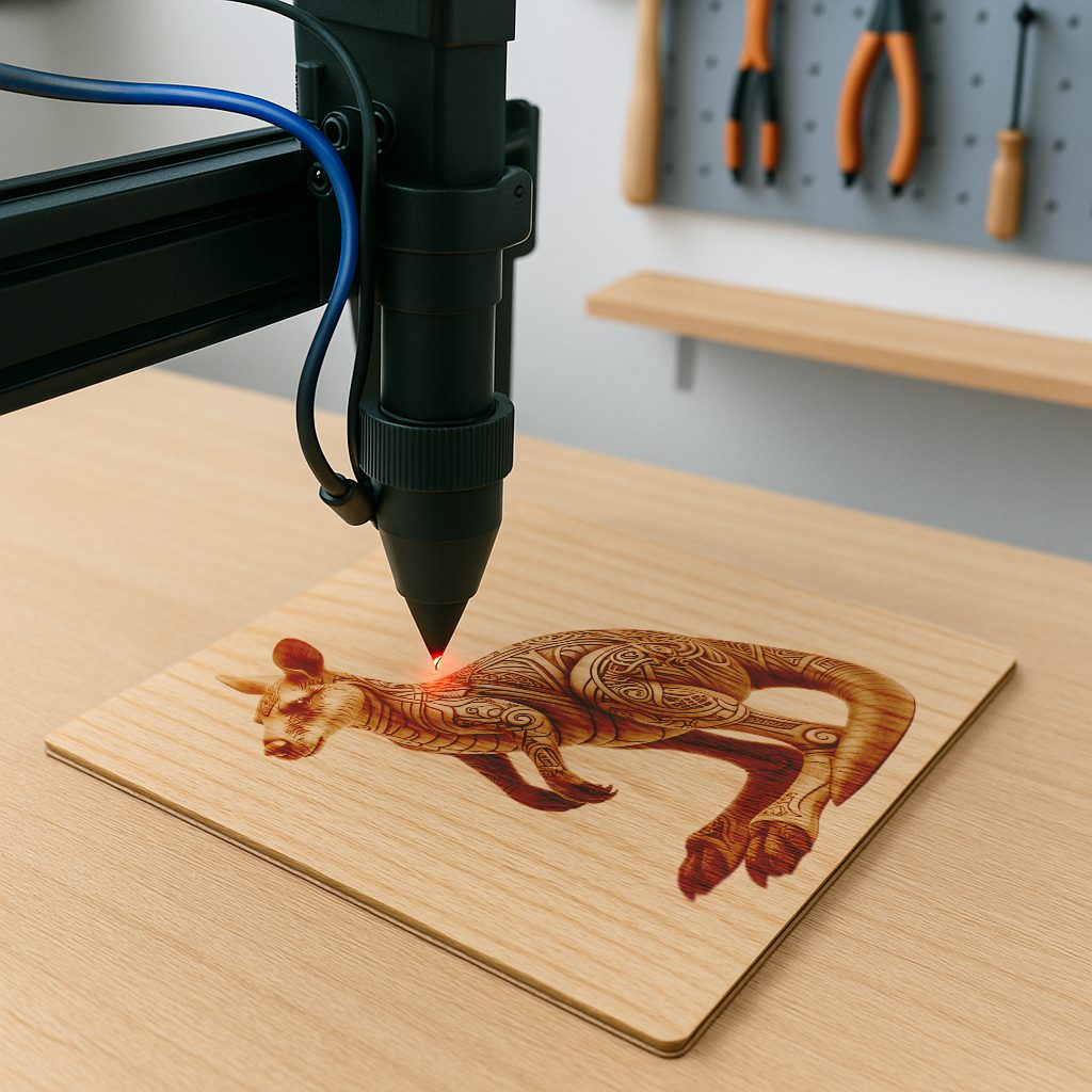 Kangaroo 3D Illusion Laser Engraving Design, Unique Animal