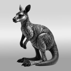 Kangaroo 3D Illusion Laser Engraving Design, Unique Animal
