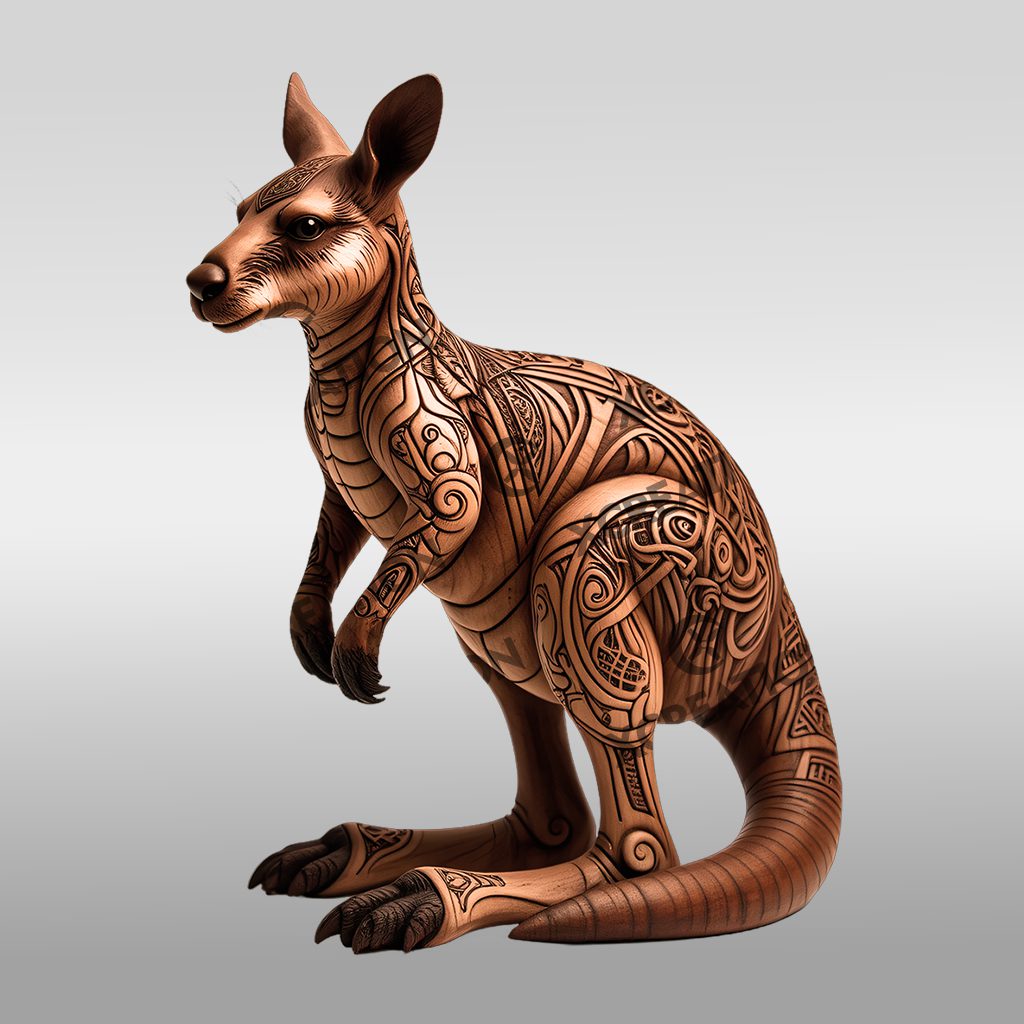 Kangaroo 3D Illusion Laser Engraving Design, Unique Animal