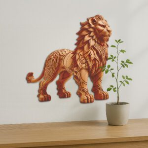 Lion 3D Illusion Design, Wildlife Laser Engraving Template,