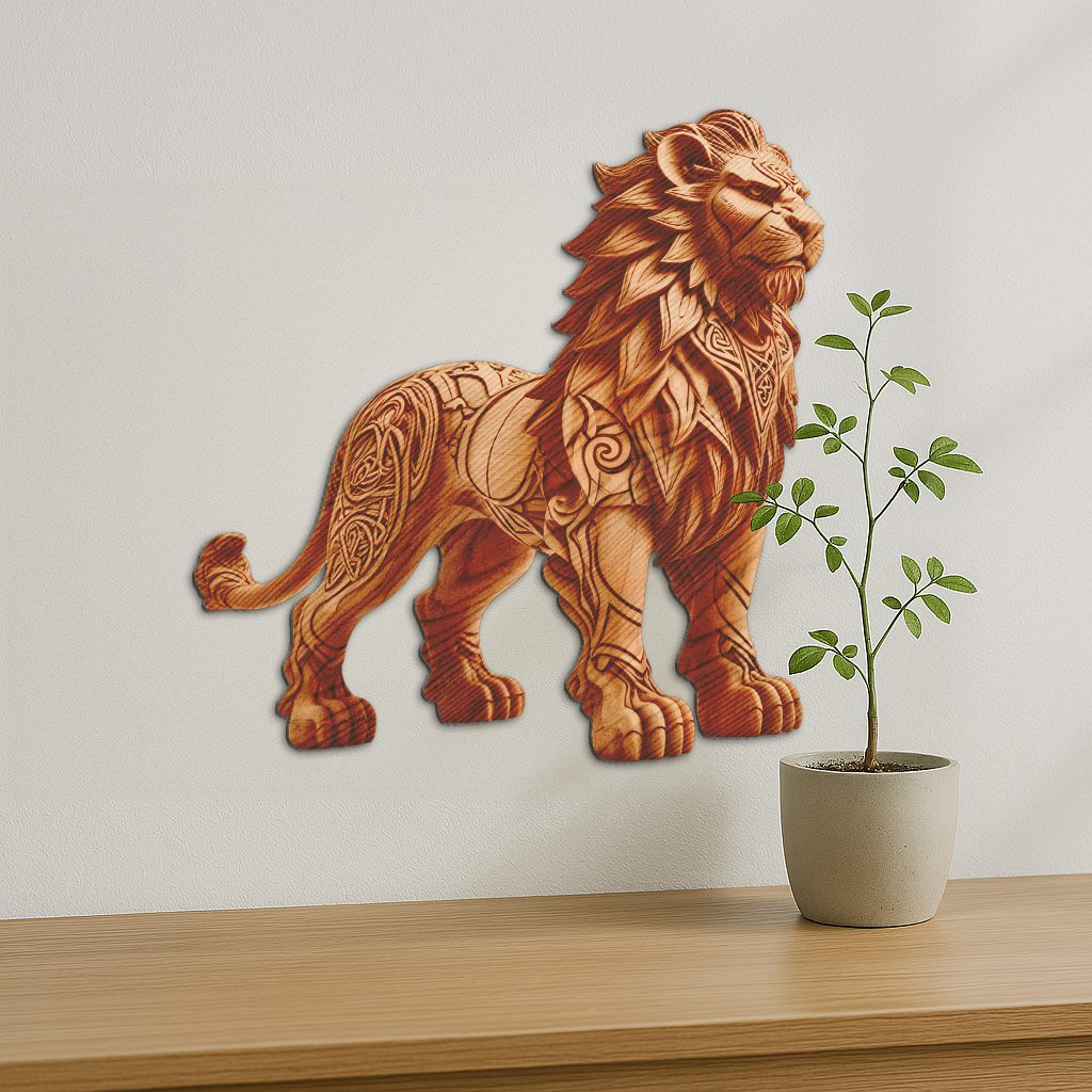 Lion 3D Illusion Design, Wildlife Laser Engraving Template,