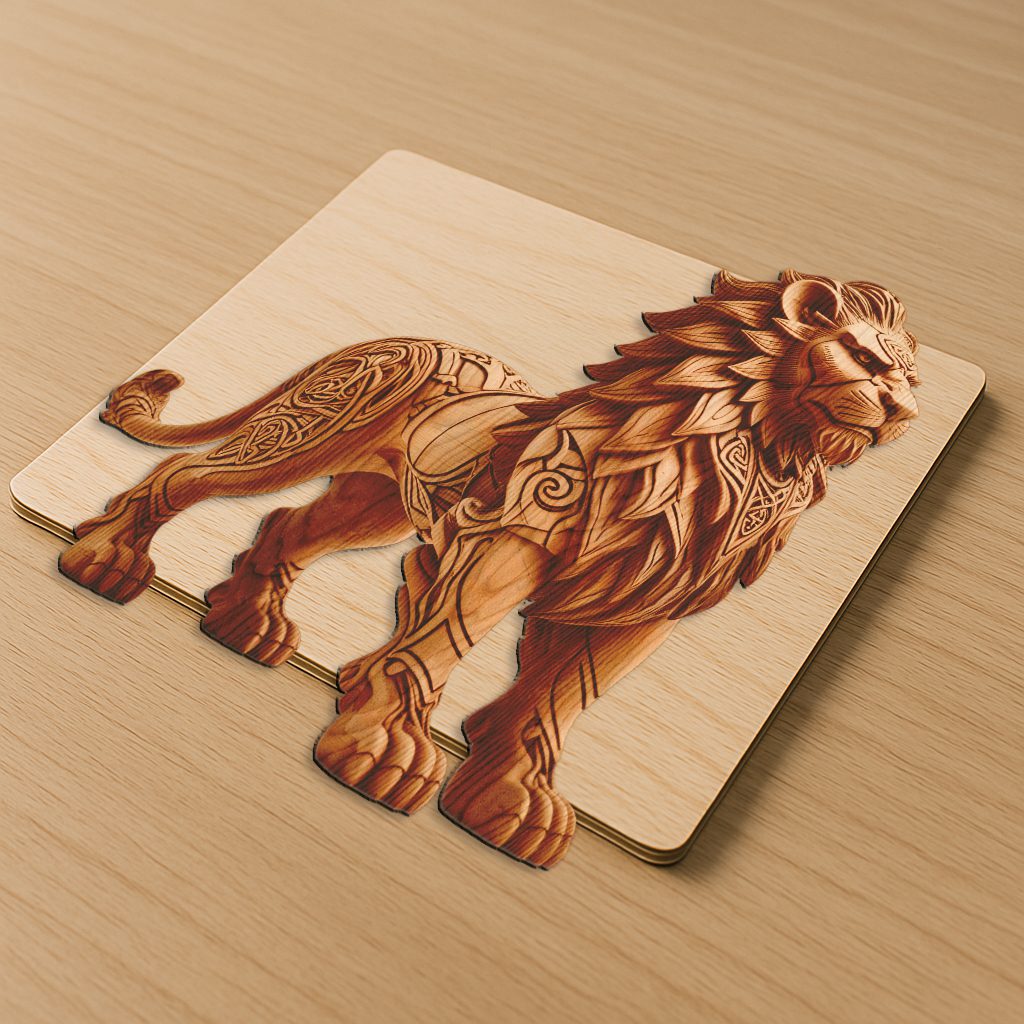 Lion 3D Illusion Design, Wildlife Laser Engraving Template,