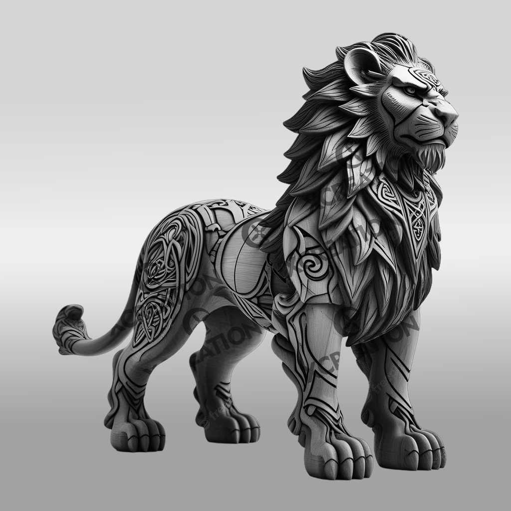 Lion 3D Illusion Design, Wildlife Laser Engraving Template,