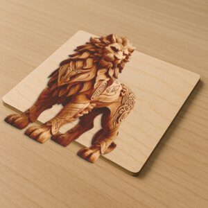 Lion 3D Illusion Laser Engraving, Unique Wildlife Home