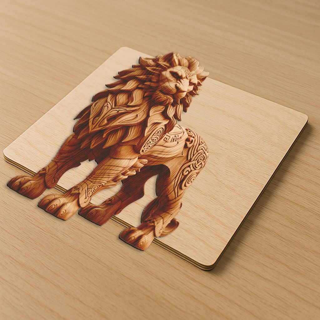 Lion 3D Illusion Laser Engraving, Unique Wildlife Home