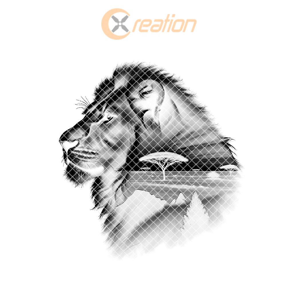 Lion Head Double Exposure Slate Coaster Engraving File,