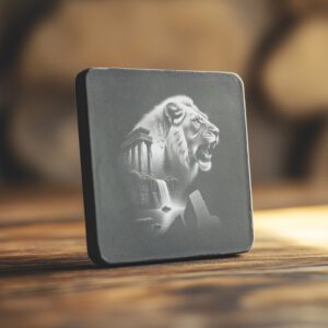 Lion Waterfall Double Exposure Slate Coaster Engraving File,