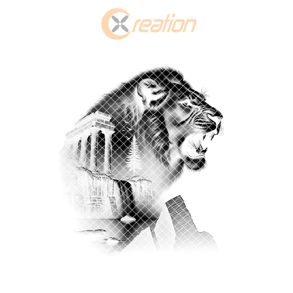 Lion Waterfall Double Exposure Slate Coaster Engraving File,