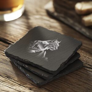Lynx Mountain Landscape Laser Engraving Design, Slate Coaster