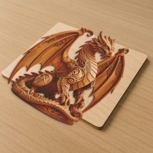 Majestic Dragon 3D Illusion Laser Engraving Design, PNG
